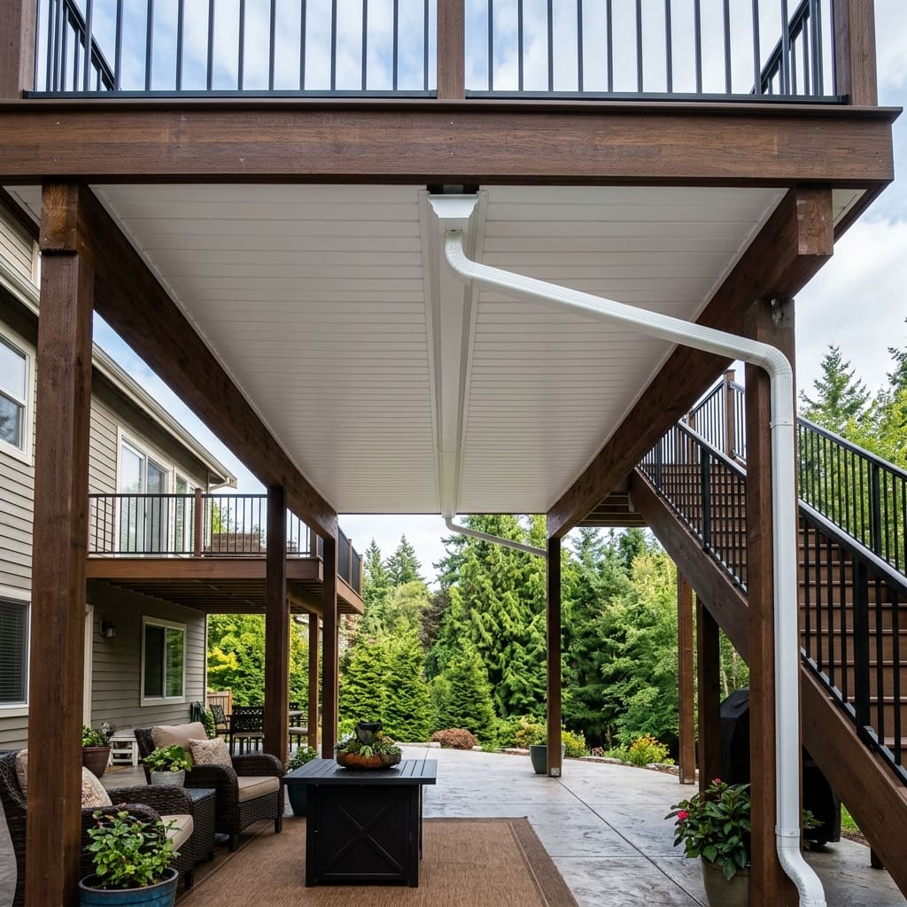 Below-deck drainage system installation in Bellevue WA